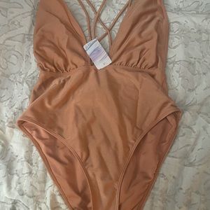 Women's deep apricot color 1 piece swimsuit. Size Medium. Forever 21.